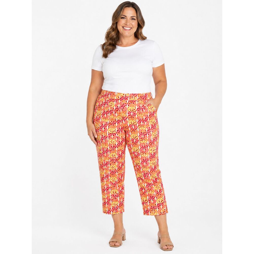 Talbots Pants Size 14 Stretch Crop Pink Yellow Like New